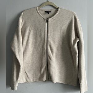 Eileen Fisher Oatmeal  Zip-Up Honeycomb reversible Cardigan size M